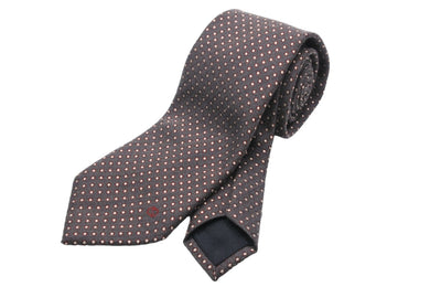 GUCCI グッチ ネクタイ スーツ メンズ ドット柄 ロゴ コットン グレー レッド シルバー 美品 中古 51817 