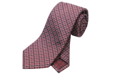 GUCCI グッチ ネクタイ GG柄 総柄 トムフォード期 シルクレッド ピンク ブラウン シルバー 美品 中古 51823 