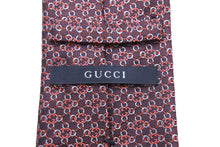 画像をギャラリービューアに読み込む, GUCCI グッチ ネクタイ GG柄 総柄 トムフォード期 シルクレッド ピンク ブラウン シルバー 美品 中古 51823 