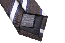 Load image into Gallery viewer, DOLCE&amp;GABBANA ドルチェアンドガッバーナ ネクタイ 紳士 シルク ブラウン シルバー ストライプ 美品 中古 51833