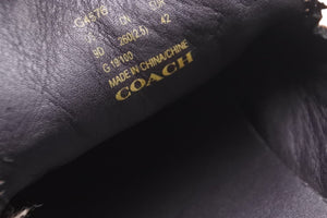 COACH コーチ シグネチャーファースリッパシューズ スリッポン ファー モノグラム柄 USサイズ9D ブラック ブラウン 美品 中古 51943