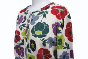 Christian Dior クリスチャンディオール ニットカーディガン 1A13077059 サイズ38 ウールカシミヤ 花柄 総柄 美品 中古 4b005200 