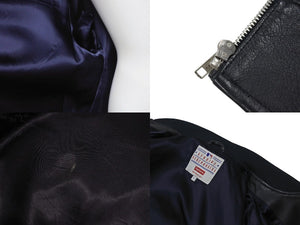 Supreme x Yankees シュプリームヤンキース ベースボールジャケット RN101837 ラムスキン ポリエステル ネイビー 美品 中古 4b005210