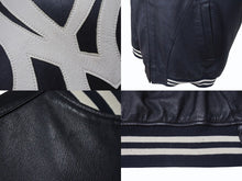 Load image into Gallery viewer, Supreme x Yankees シュプリームヤンキース ベースボールジャケット RN101837 ラムスキン ポリエステル ネイビー 美品 中古 4b005210