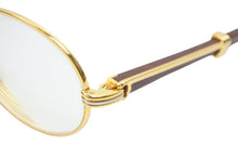 Load image into Gallery viewer, Cartier カルティエ ウッドテンプル メガネ リムレス 度あり 130b ブラウン ゴールド金具 サイズ51□20 美品 中古 52159