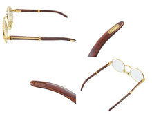 Load image into Gallery viewer, Cartier カルティエ ウッドテンプル メガネ リムレス 度あり 130b ブラウン ゴールド金具 サイズ51□20 美品 中古 52159