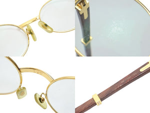 Cartier カルティエ ウッドテンプル メガネ リムレス 度あり 130b ブラウン ゴールド金具 サイズ51□20 美品 中古 52159