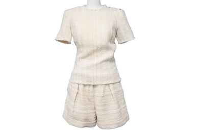 BALMAIN バルマン ツイード セットアップ マルチカラー 半袖 半ズボン シルバー金具 RF00447C152 サイズ34,36 美品 中古 52193