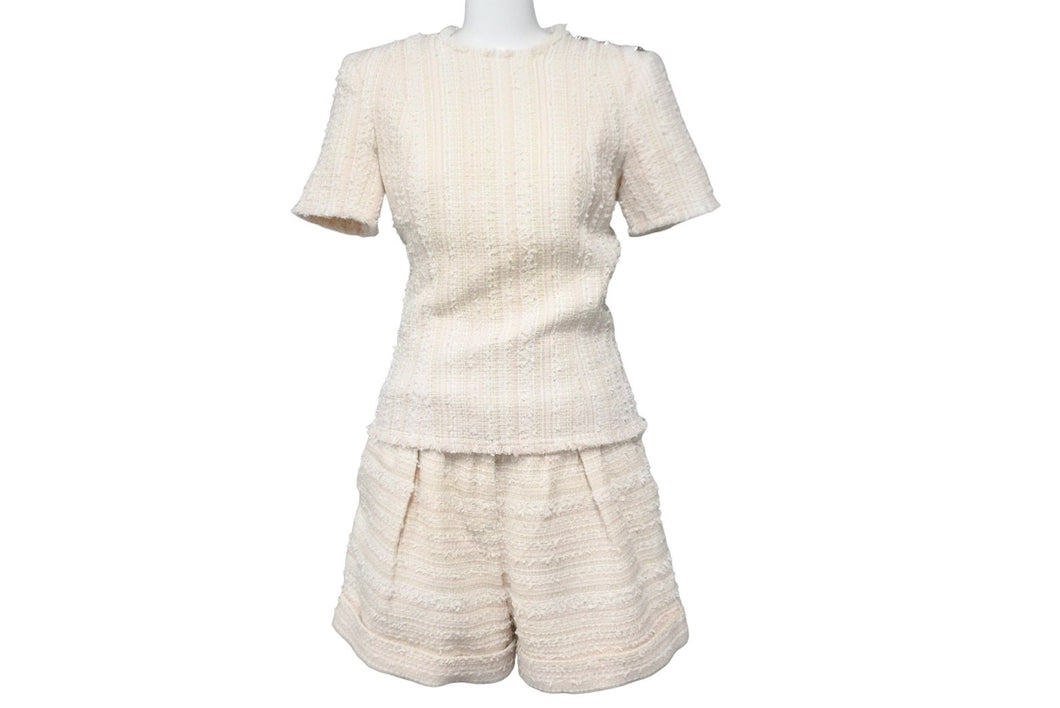 BALMAIN バルマン ツイード セットアップ マルチカラー 半袖 半ズボン シルバー金具 RF00447C152 サイズ34,36 美品 中古 52193