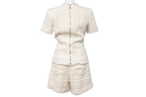 BALMAIN バルマン ツイード セットアップ マルチカラー 半袖 半ズボン シルバー金具 RF00447C152 サイズ34,36 美品 中古 52193