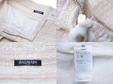 Load image into Gallery viewer, BALMAIN バルマン ツイード セットアップ マルチカラー 半袖 半ズボン シルバー金具 RF00447C152 サイズ34,36 美品 中古 52193