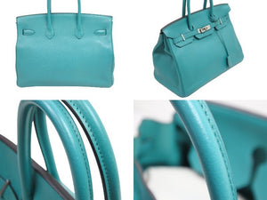 極美品 HERMES エルメス BIRKIN バーキン35 ブルーパオン シルバー金具 トリヨン ハンドバッグ X刻印 中古 52352
