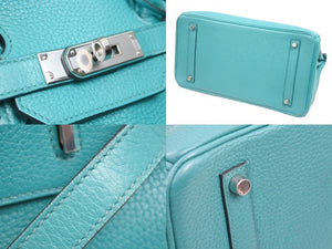 極美品 HERMES エルメス BIRKIN バーキン35 ブルーパオン シルバー金具 トリヨン ハンドバッグ X刻印 中古 52352