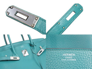 極美品 HERMES エルメス BIRKIN バーキン35 ブルーパオン シルバー金具 トリヨン ハンドバッグ X刻印 中古 52352