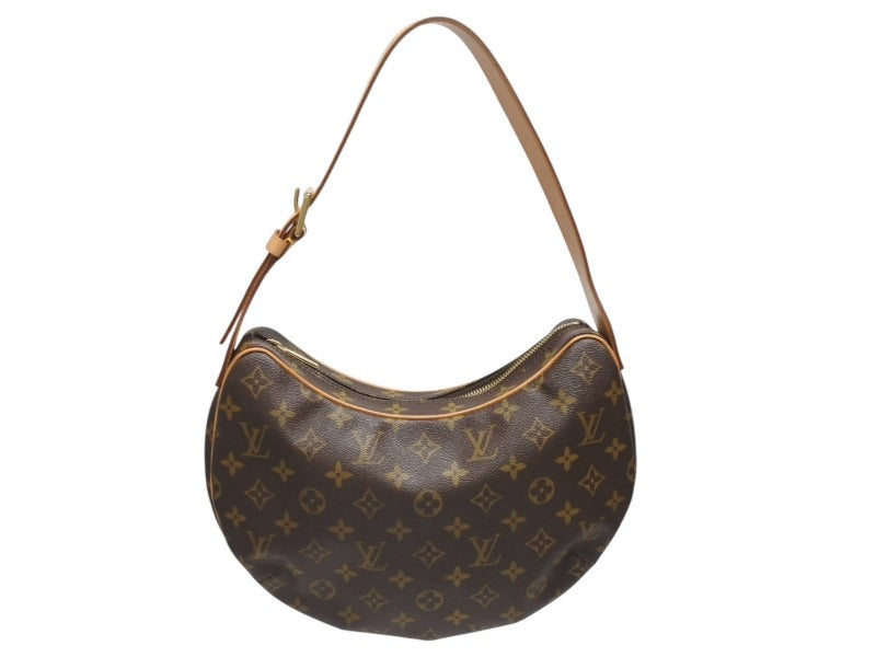 極美品 LOUIS VUITTON ルイヴィトン クロワッサンMM ワンショルダーバッグ M51512 モノグラム PVC レザー ブラウン 中古 4b005242
