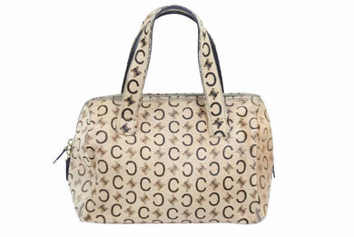 CELINE セリーヌ ハンドバッグ Cマカダム ヴィンテージ MC99/2 ハラコ ベージュ イタリア製 ゴールド金具 美品 中古 52464