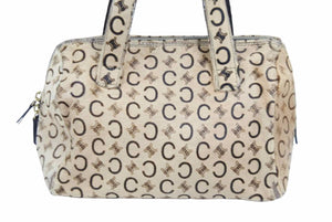 CELINE セリーヌ ハンドバッグ Cマカダム ヴィンテージ MC99/2 ハラコ ベージュ イタリア製 ゴールド金具 美品 中古 52464