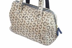 CELINE セリーヌ ハンドバッグ Cマカダム ヴィンテージ MC99/2 ハラコ ベージュ イタリア製 ゴールド金具 美品 中古 52464