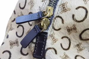 CELINE セリーヌ ハンドバッグ Cマカダム ヴィンテージ MC99/2 ハラコ ベージュ イタリア製 ゴールド金具 美品 中古 52464