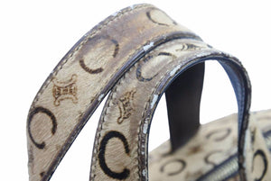 CELINE セリーヌ ハンドバッグ Cマカダム ヴィンテージ MC99/2 ハラコ ベージュ イタリア製 ゴールド金具 美品 中古 52464