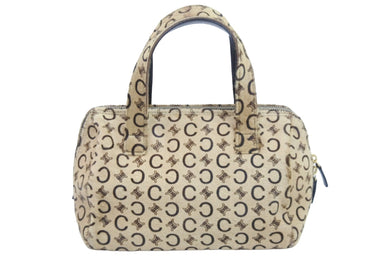 CELINE セリーヌ ハンドバッグ Cマカダム ヴィンテージ MC99/2 ハラコ ベージュ イタリア製 ゴールド金具 中古 52466