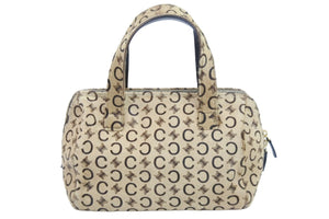 CELINE セリーヌ ハンドバッグ Cマカダム ヴィンテージ MC99/2 ハラコ ベージュ イタリア製 ゴールド金具 中古 52466