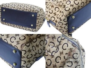CELINE セリーヌ ハンドバッグ Cマカダム ヴィンテージ MC99/2 ハラコ ベージュ イタリア製 ゴールド金具 中古 52466