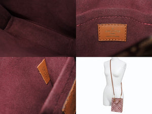 極美品 LOUIS VUITTON ルイヴィトン プティット サックプラ ハンドバッグ M69846 レザー モノグラムジャガードキャンバス ボルドー 中古 4b005248