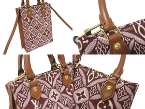 極美品 LOUIS VUITTON ルイヴィトン プティット サックプラ ハンドバッグ M69846 レザー モノグラムジャガードキャンバス ボルドー 中古 4b005248