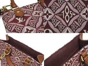 極美品 LOUIS VUITTON ルイヴィトン プティット サックプラ ハンドバッグ M69846 レザー モノグラムジャガードキャンバス ボルドー 中古 4b005248