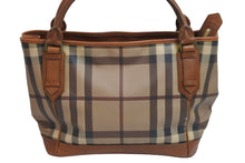 Load image into Gallery viewer, BURBERRY バーバリー チェック柄 レザー トートバッグ ベージュ ブラウン 肩掛け ハンドバッグ 鞄 良品 中古 52585