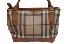 Load image into Gallery viewer, BURBERRY バーバリー チェック柄 レザー トートバッグ ベージュ ブラウン 肩掛け ハンドバッグ 鞄 良品 中古 52585
