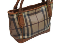 Load image into Gallery viewer, BURBERRY バーバリー チェック柄 レザー トートバッグ ベージュ ブラウン 肩掛け ハンドバッグ 鞄 良品 中古 52585