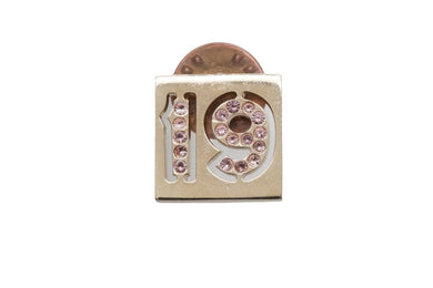 CHANEL シャネル ピンブローチ ピンバッチ 19 ラインストーン GP ゴールド ピンク 130YEARS 美品 中古 52590
