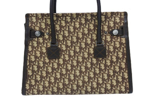Christian Dior クリスチャンディオール トロッター ハンドバッグ キャンバス レザー ブラウン シルバー金具 美品 中古 4b005260