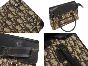 Christian Dior クリスチャンディオール トロッター ハンドバッグ キャンバス レザー ブラウン シルバー金具 美品 中古 4b005260