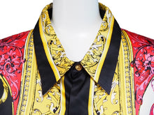 Load image into Gallery viewer, BERNINI BEVERLY HILLS ベルニーニ ビバリーヒルズ 長袖シャツ 総柄 イエロー マルチカラー シルク 美品 中古 52661