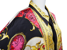 Load image into Gallery viewer, BERNINI BEVERLY HILLS ベルニーニ ビバリーヒルズ 長袖シャツ 総柄 イエロー マルチカラー シルク 美品 中古 52661