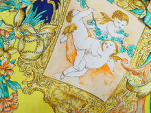 Load image into Gallery viewer, VERSACE ヴェルサーチ V2 by versace 半袖シャツ バロッコ シルク シャツ 総柄 イエロー シルク サイズL 美品 中古 52665