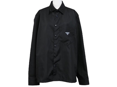 PRADA プラダ ジャケット Re-Nylon 20AW オーバーサイズ シャツジャケット ブラック ナイロン SC514 S202 1WQ8 美品 中古 52799