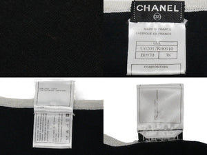 CHANEL シャネル ニット トップス ココマーク モバイルアート 08A ブラック ホワイト コットン カシミヤ サイズ38 良品 中古 52803