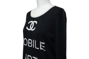 CHANEL シャネル ニット トップス ココマーク モバイルアート 08A ブラック ホワイト コットン カシミヤ サイズ38 良品 中古 52803