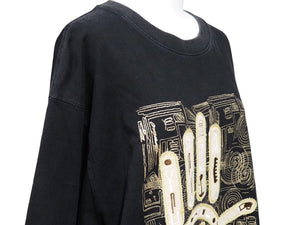 miskeen ミスキーン 半袖Tシャツ ビッグシルエット 刺繡 コットン ブラック サイズXL 美品 中古 52813