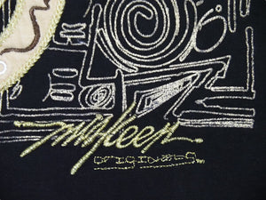 miskeen ミスキーン 半袖Tシャツ ビッグシルエット 刺繡 コットン ブラック サイズXL 美品 中古 52813