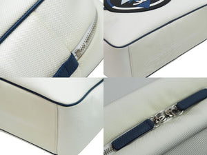 CHANEL シャネル ハンドバッグ エアライントートバッグ 22番台 ココマーク ホワイト ネイビー シルバー金具 美品 中古 52892