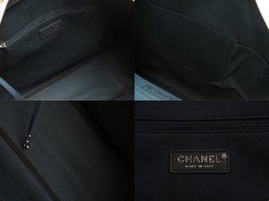 CHANEL シャネル ハンドバッグ エアライントートバッグ 22番台 ココマーク ホワイト ネイビー シルバー金具 美品 中古 52892