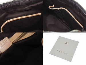 CELINE セリーヌ マカダム柄 ホーボー ワンショルダーバッグ PVC レザー ブラウン ロゴ 総柄 ゴールド金具 美品 中古 4b005290