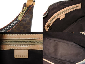 CELINE セリーヌ マカダム柄 ホーボー ワンショルダーバッグ PVC レザー ブラウン ロゴ 総柄 ゴールド金具 美品 中古 4b005290