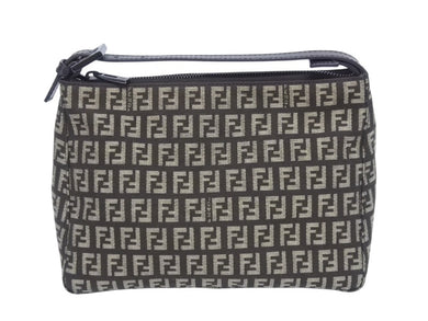 極美品 FENDI フェンディ ハンドバッグ 8N0005 ズッキーノ柄 キャンバス レザー ブラウン ブラック金具 中古 4b005292