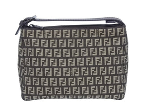 極美品 FENDI フェンディ ハンドバッグ 8N0005 ズッキーノ柄 キャンバス レザー ブラウン ブラック金具 中古 4b005292